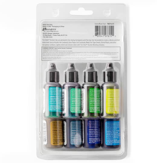 6 Packs: 8 ct. (48 total) Tim Holtz® Greens & Blue Alcohol Ink Set